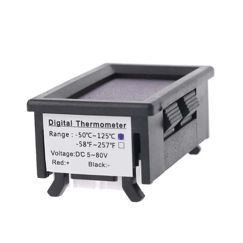 Двойной дисплей DC 5V-80V термометр w 2 NTC водонепроницаемый датчик температуры 12V 24V 72V