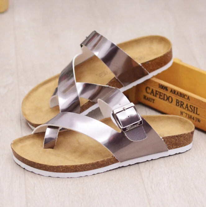 Сандалии женские с пробковым ремешком брендовые дизайнерские пляжные шлепанцы