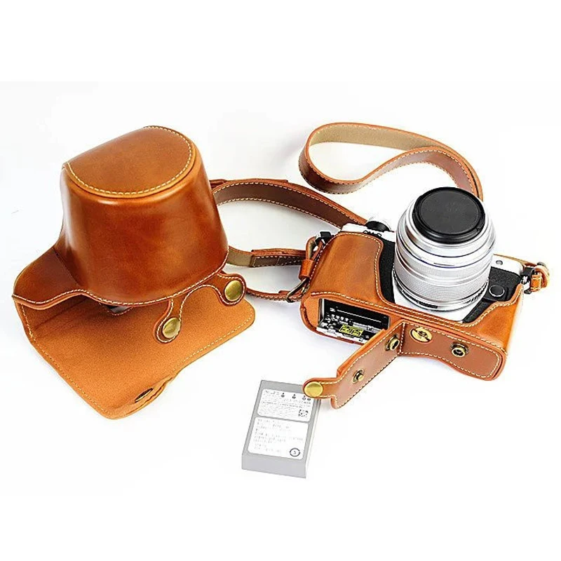 Длиннофокусный цифровой камера кожаный чехол для Olympus OM-D OMD EM10 II E-M10 MarkII (14-42 мм