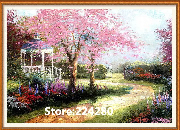 

Needlework,embroidery,DIY Cherry Blossom forest garden scenery Cross stitch kits,Art Pattern counted Cross-Stitching decor