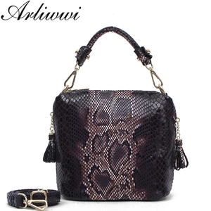Arliwwi роскошный блестящий Змеиный узор качественная искусственная кожа маленькие дизайнерские Элегантные сумки-тоут через плечо для женщин GPY02