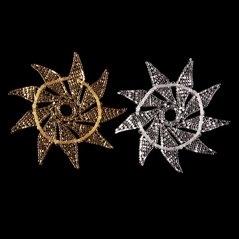 13*13cm Gold And Silver Colour Polygon Crystal DIY Wedding Evening Dress Sewing On Rhinestone Applique | Дом и сад