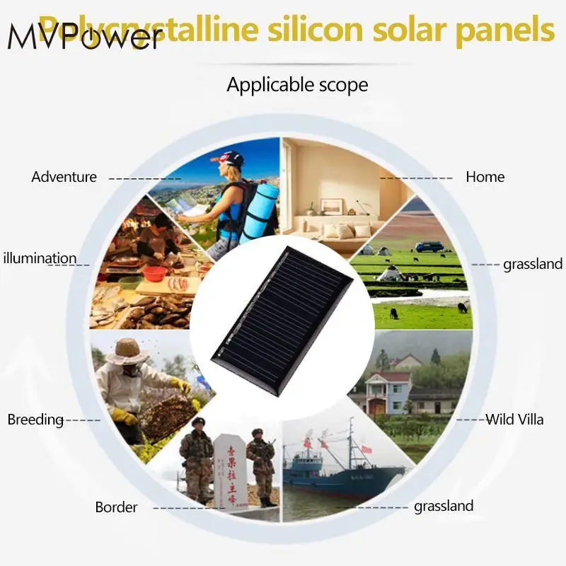 Мини эпоксидная солнечная панель MVPower 5V 2W 25MA 45х25 мм внешний аккумулятор для