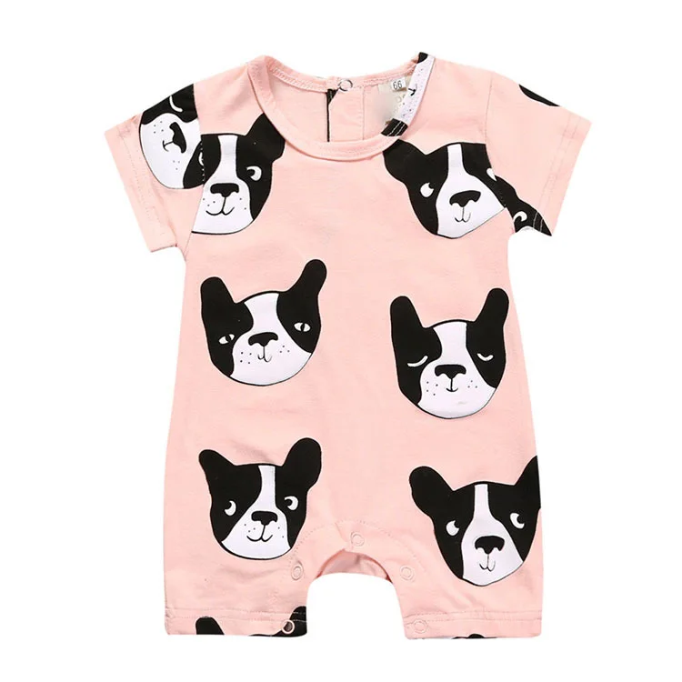 

New Summer Newborn Baby Girls Boy Romper Infant Toddler Bebe Short Sleeve Clothing Face Dog Baby Girl Boys Jumpsuit
