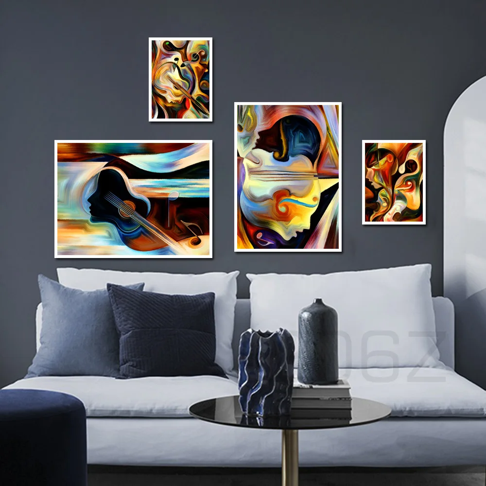 

Nordic Poster Abstract Face Music Oil Painting Canvas Painting Posters And Prints Paintings For Living Room Wall Art Home Decor