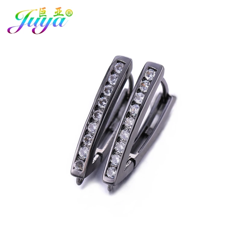 Juya DIY материал для серег золото/серебро циркон вставка для ремня обруч серьги набор рыболовных крючков подходят для женщин Мода серьги изготовление - Цвет: Metal Black
