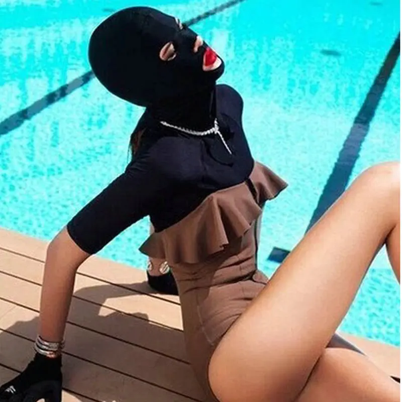 Однотонная однотонная шапочка для плавания мужчин и женщин маска от солнца Facekini