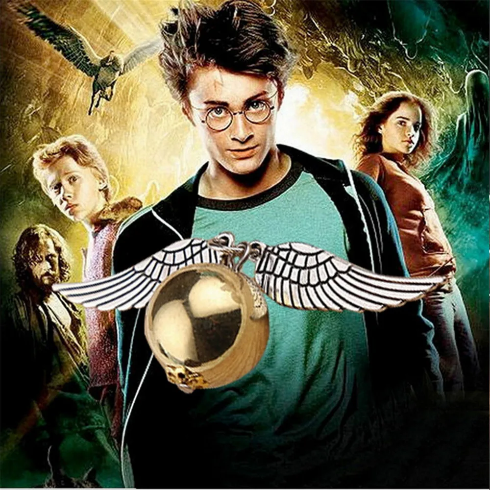 Трендовое ожерелье с подвеской Harry P Deathly Hallows золотое круглыми шариками и двойным