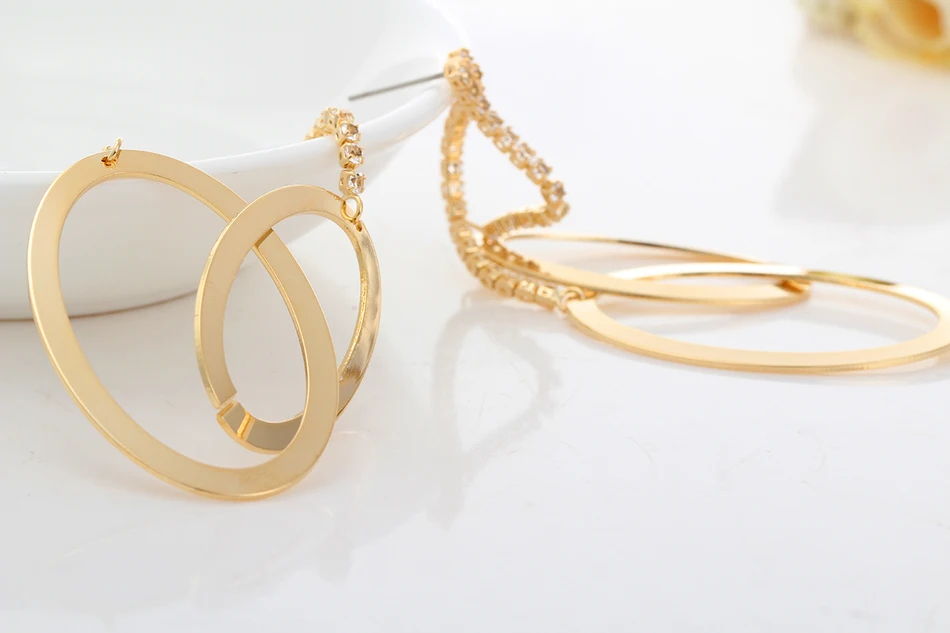 Новые роскошные женские серьги с кисточками и двойным кольцом 2 цвета желтый