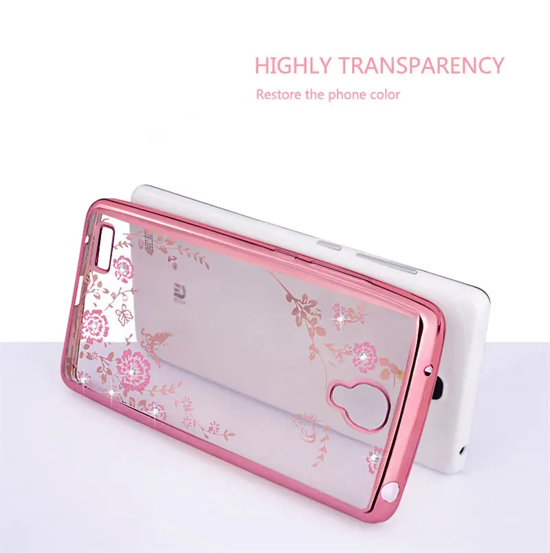Beworlder For Xiaomi Redmi Note 1S Case Gold Plating Glitter Rhinestone Soft TPU Silicone Phone Transparent Back Cover |