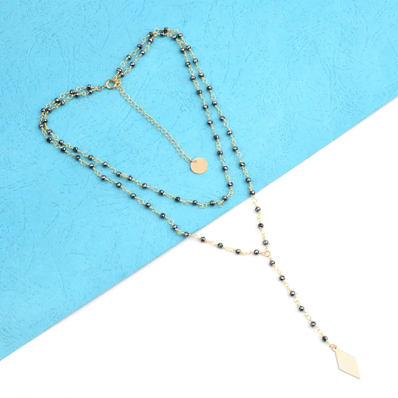 Multilayer Boho Women Pendant Necklaces Jewelry Ladies Gold-color Twisted Crystal Beads Chain Necklace Mujer Bijoux Gift NKS241 | Украшения