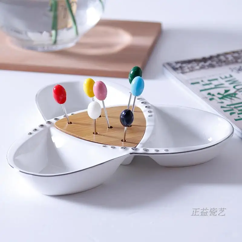 Поднос для фруктового поддона с 3 ячейками креативные керамические тарелки