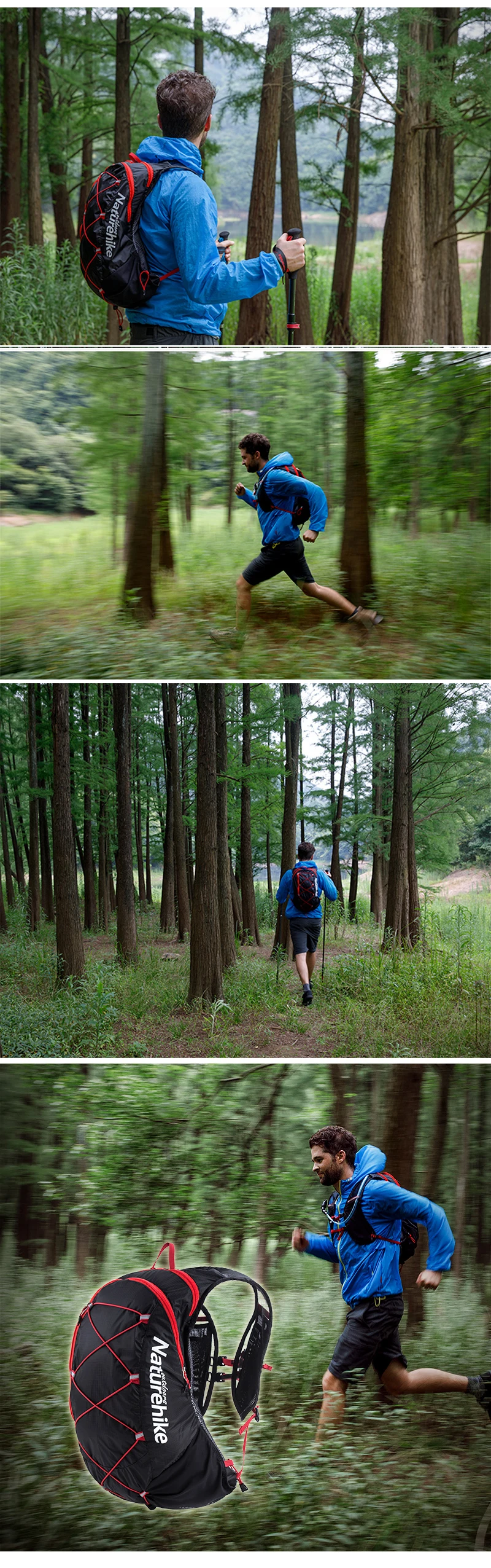Naturehike Ультралегкая уличная Сумка для бега, рюкзаки, светоотражающие, для пеших прогулок, велоспорта, спортивная сумка, водонепроницаемая, для внедорожных прогулок, для бега
