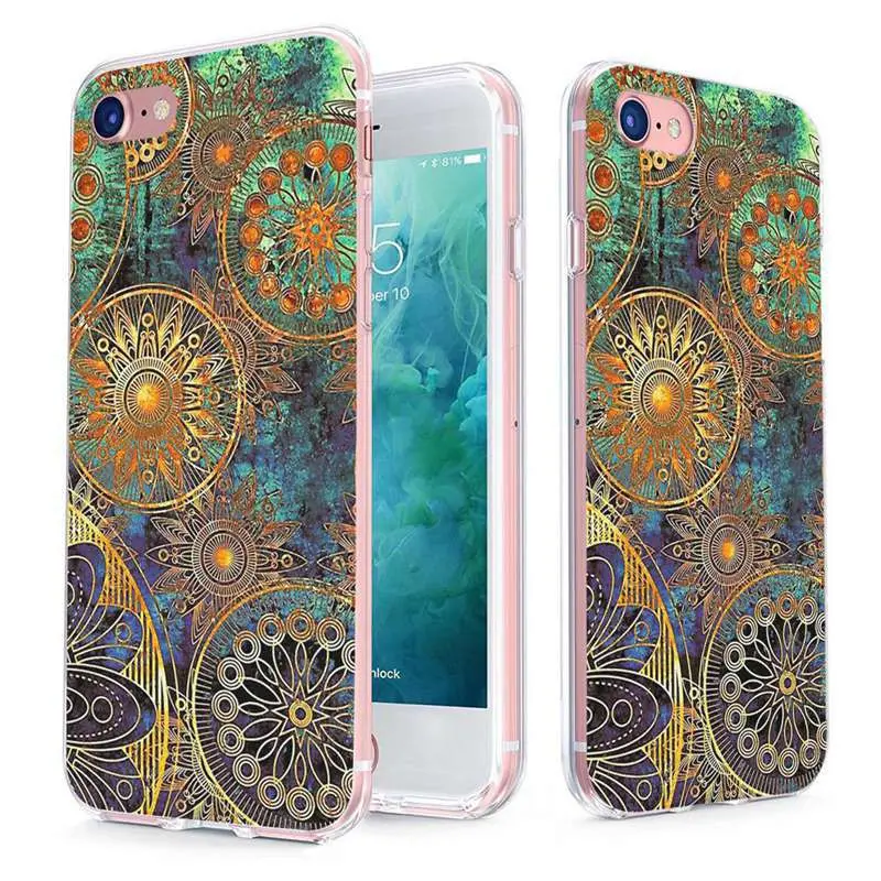 MLCRIYG мягкий телефон чехол для iPhone 6 S Plus 7 8 X TPU красочный Мандала разноцветный
