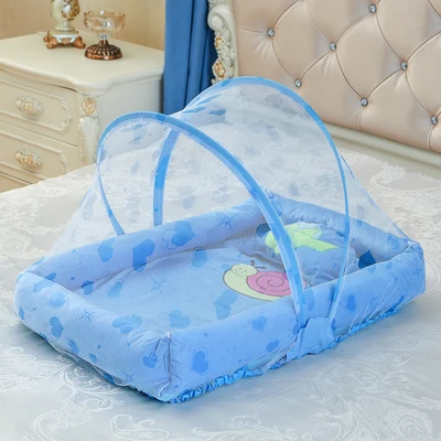 blue 70*50*40 см портативная съемная и моющаяся хлопковая детская кровать с сеткой для кроватки, детская москитная сетка, детская спальная Подушка для новорожденных - Цвет: blue