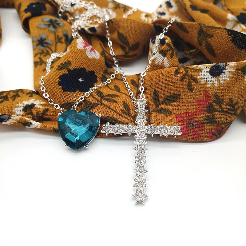 2 шт./компл. для женщин модная блестящая крест с принтом сердце Любовь украшением