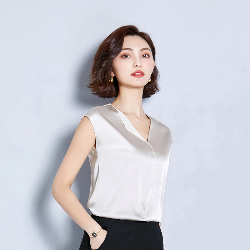 Womens tops and blouses Summer Tops V-neck Casual Imitation silk Shirts Blouse Women Office Shirt Blusas Femininas | Женская одежда