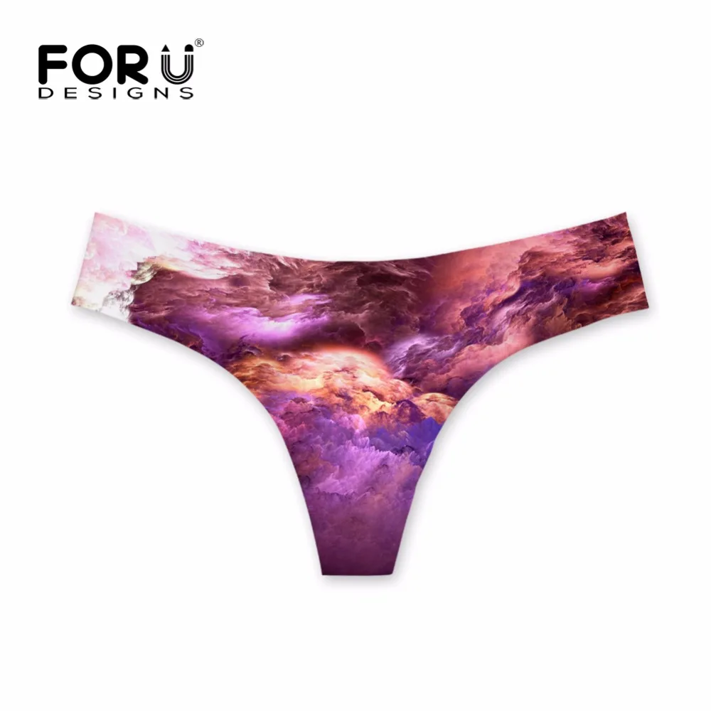 FORUDESIGNS Galaxy Star Space Printed Sexy G String Women Brand Designer Seamless Briefs Underwear Fashion Feminie Panties Thong|Женские