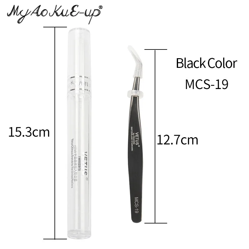 Mcs 19 black Новая серия MCS Премиум Пинцет норковые ресницы удлинение качество ультра тонкий высокая точность нержавеющая сталь антистатические пинцеты - Цвет: Mcs 19 black