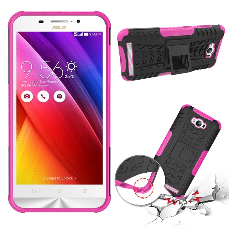 For Asus Zenfone Max ZC550KL 5.5inch Phone Case 2in1 Dual Layer Kickstand Heavy Duty Armor Shockproof Hybrid Silicone Back | Мобильные