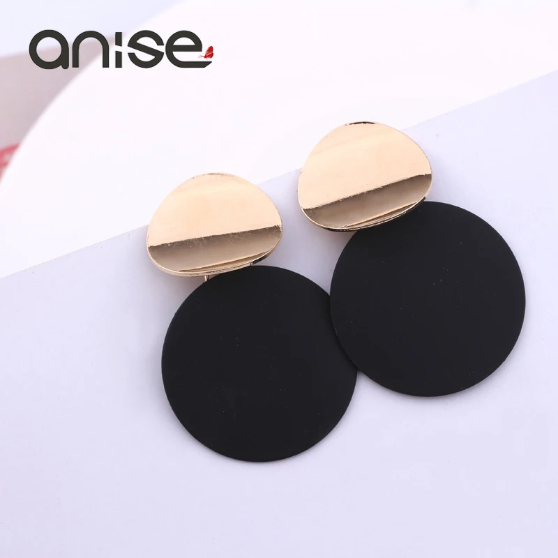 Классические черные металлические серьги-гвоздики с блестками Anise Модные