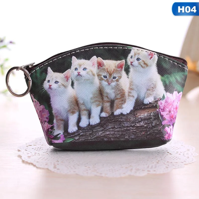 Новинка, кошелек из искусственной кожи с кошкой и собакой, держатель для ключей с принтом, коробка, Мини органайзер для ключей, цветной кошелек для ключей