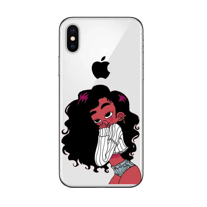 Afro Black Girl Magic Melanin Poppin Phone Case For iPhone X 8 7 6 6S Plus 5S SE Soft TPU Silicone Cover 8Plus |