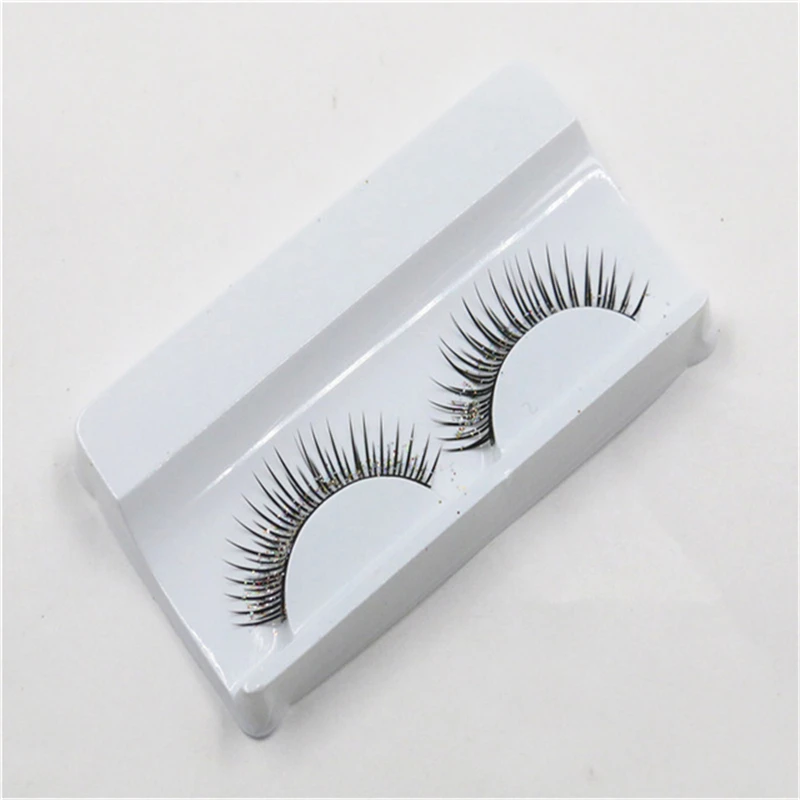 

1pair Sequins False Eyelashes Cotton Thread Stems 3D Long Thick Glitter Exaggerated Lashes nightclub Stage Eye Makeup