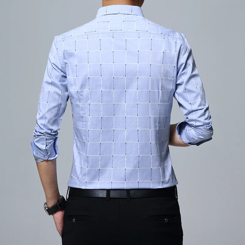 Клетчатая рубашка для мужчин 2018 Новое поступление Весенняя Chemise Homme брендовая