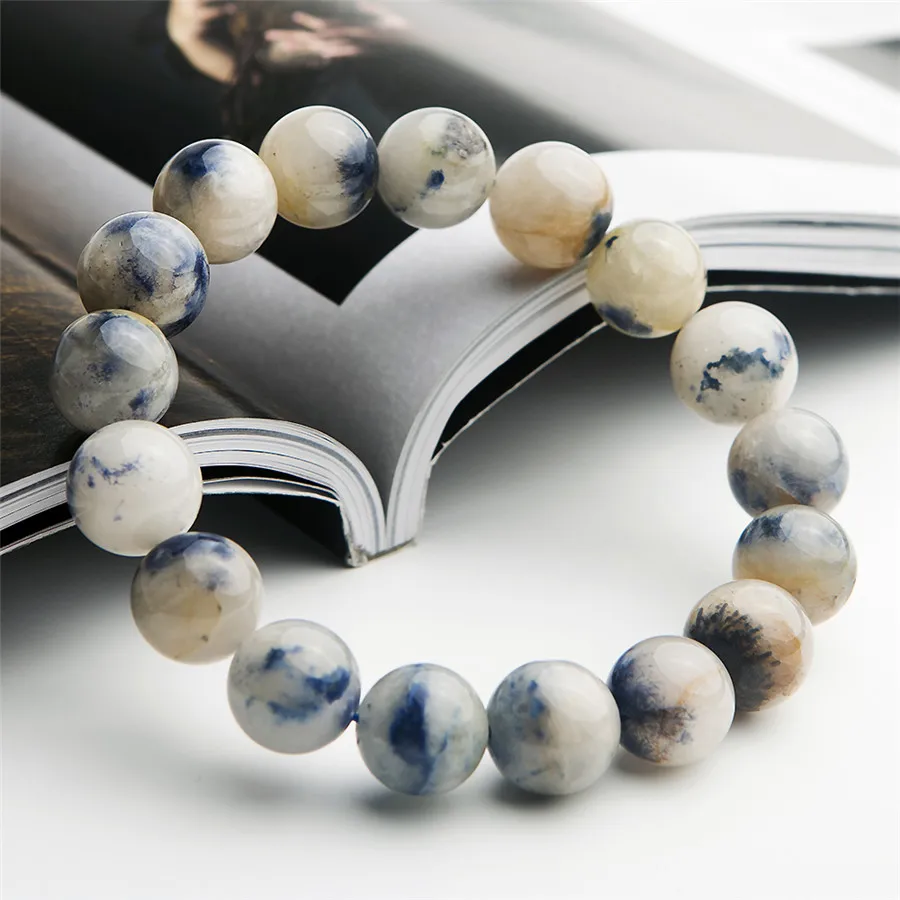 Подлинная натуральная Dumortierite Синий Rutilated Кварц Кристалл стрейч Женщины Мужчины