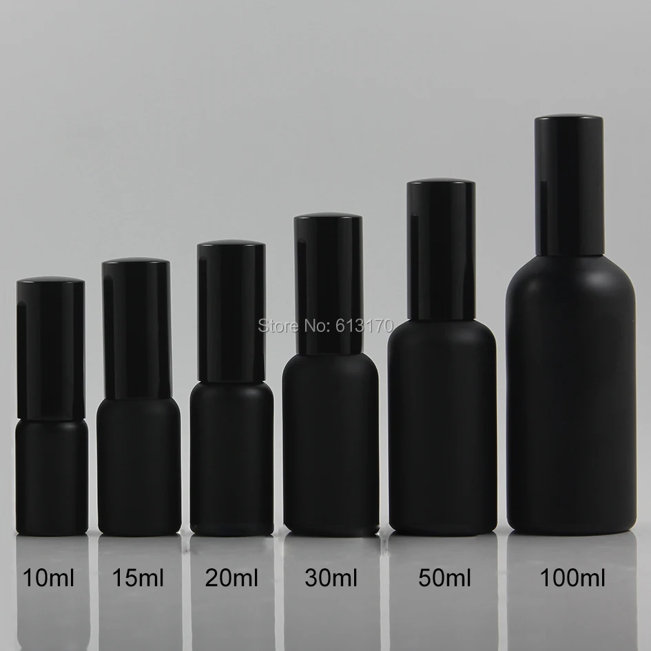 

10ml,15ml,30ml,50ml,100ml Black Glass bottle With Black Lotion pump,Empty Essential Oil Vials,lotion bottle