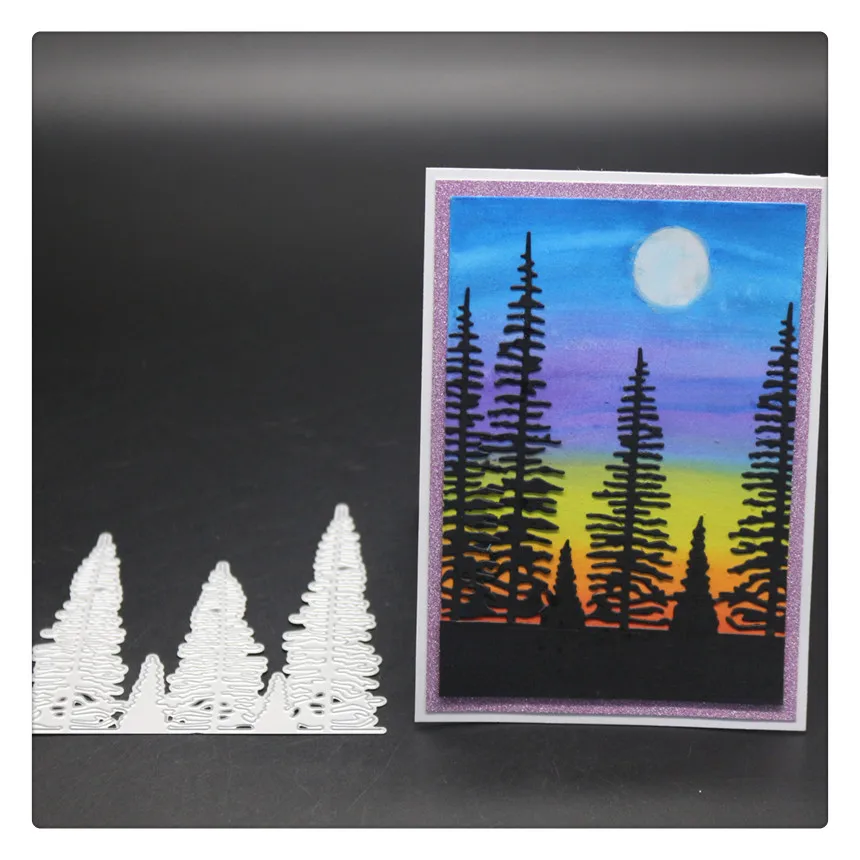 

YINISE Trees Background Cut Metal Cutting Dies For Scrapbooking Stencils DIY Album Cards Decoration Embossing Folder Die Cuts