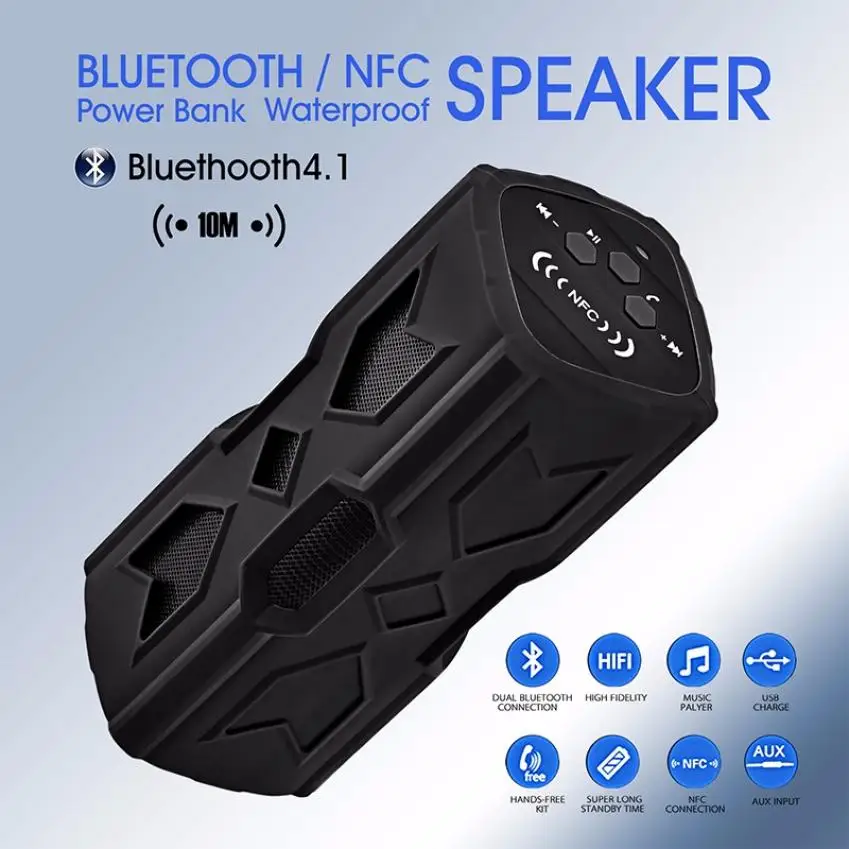 Портативный Беспроводной Bluetooth Динамик V4.0 Водонепроницаемый + NFC 3600 мАч Запасные