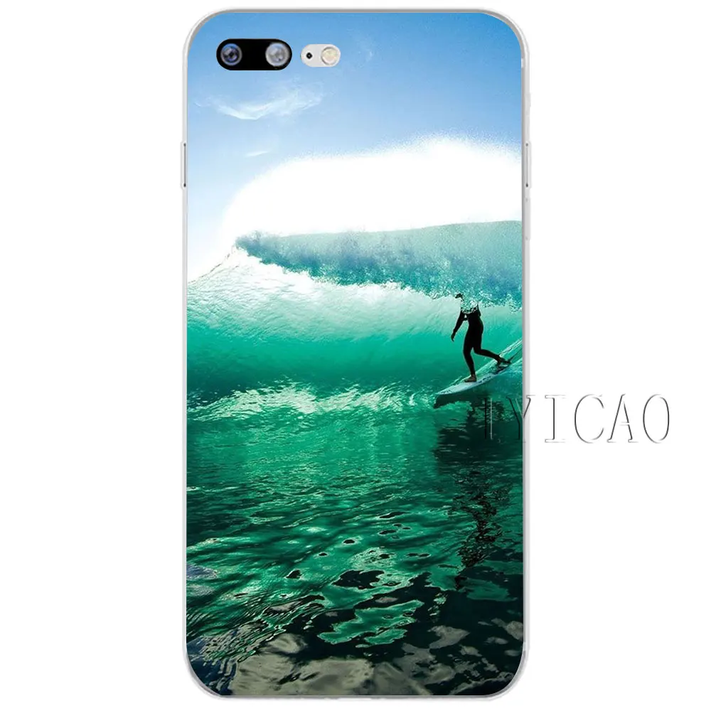IYICAO летние волны Блеск жесткий прозрачный чехол для iPhone XR X XS Max 8 7 6 S плюс 5 5S 5C 4 4S