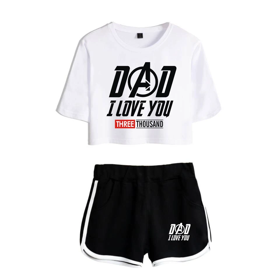 I Love You 3000, комплект из двух предметов, женские летние футболки в стиле Харадзюку, укороченный топ, сексуальный спортивный топ для фитнеса,, 2 шт., Endgame