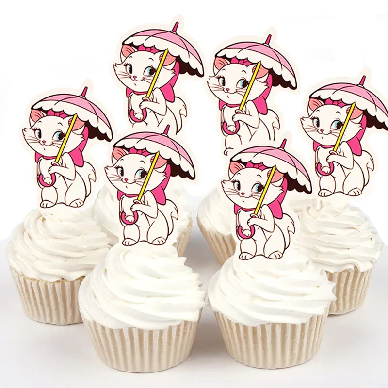 50 шт милый Винни Пух Тигр мари кот принцесса Феи бумага кекс Топпер для украшения