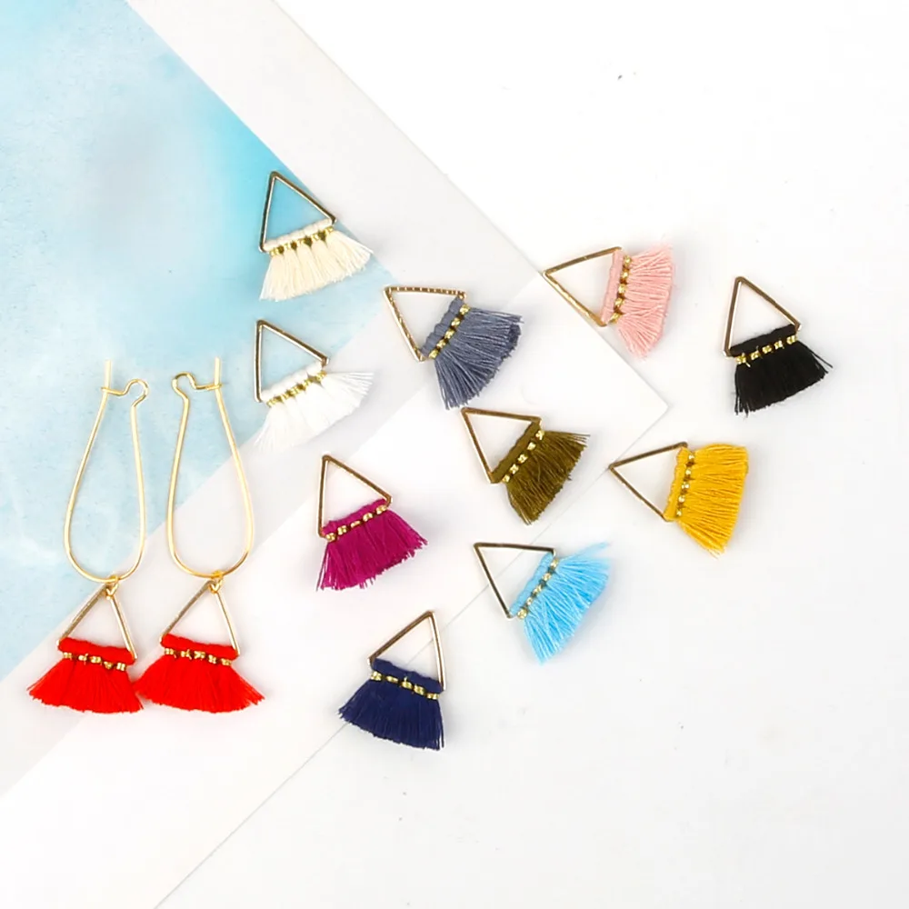 2pcs/lot 25MM Alloy Metal Antique Gold TriangleTassel Earrings Connectors Jewelry Accessories For DIY Handmade Making | Украшения и