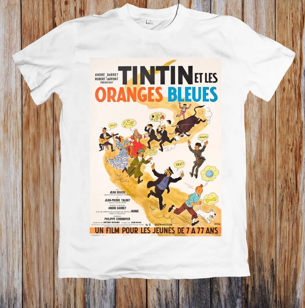 Футболка унисекс в стиле ретро Tintin Et Les Oranges Bleues 1960'S модная брендовая одежда с
