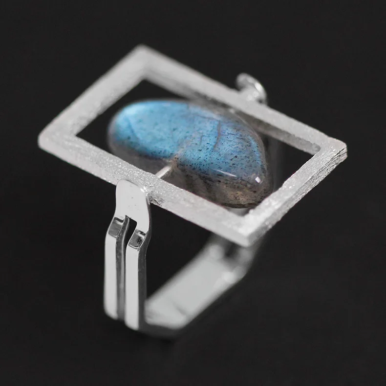CMAJOR 925 серебро оригинальный Лабрадорит продолговатые двухцветные кольца для