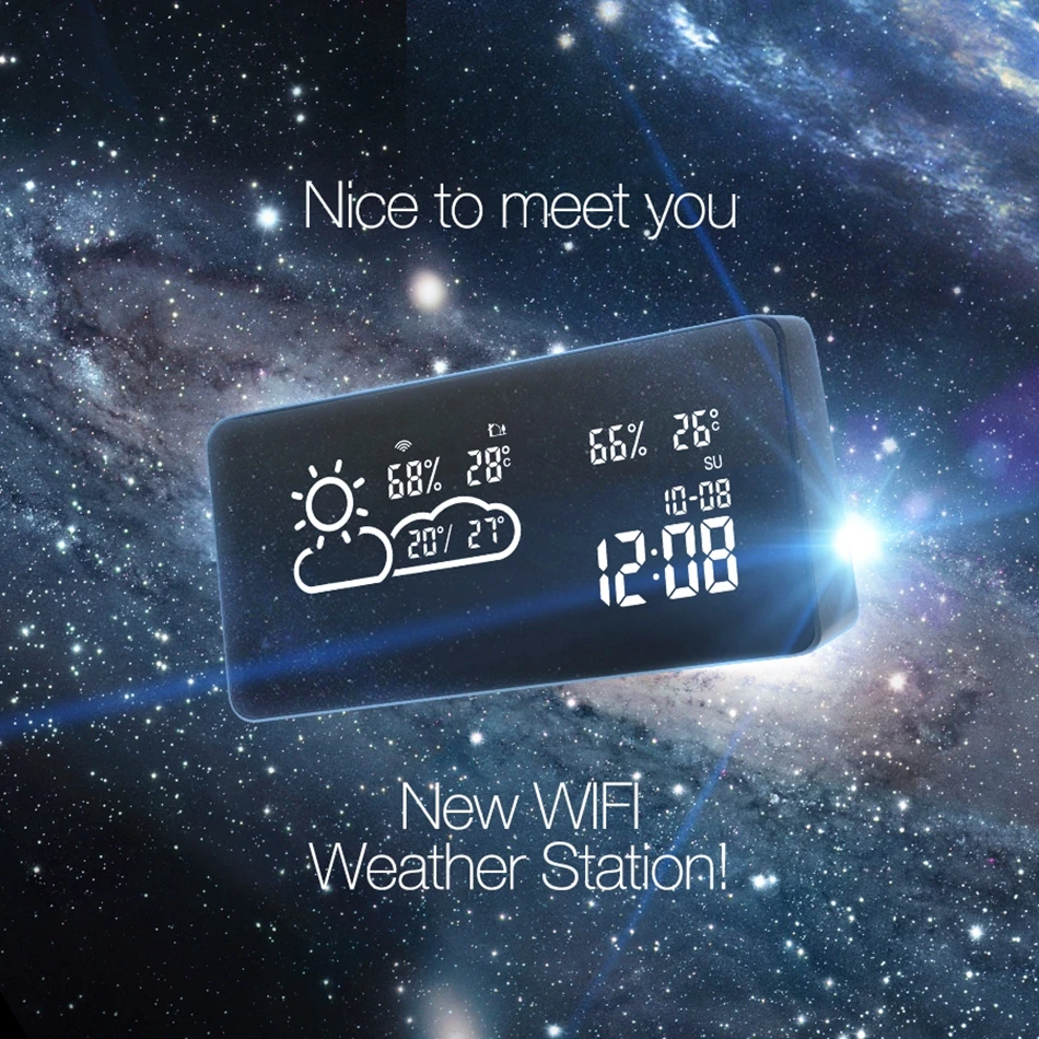 DIGOO DG C12 умный WIFI светодиодный с отрицательным экраном Метеостанция дом