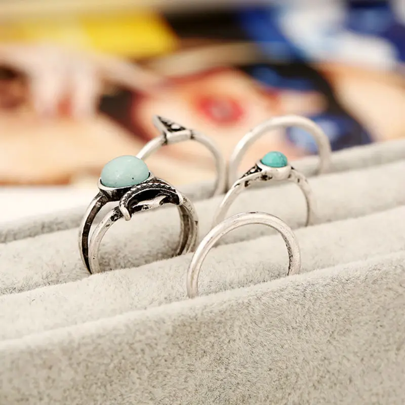 Винтажные кольца миди набор колец античное тибетское серебро случайный размер