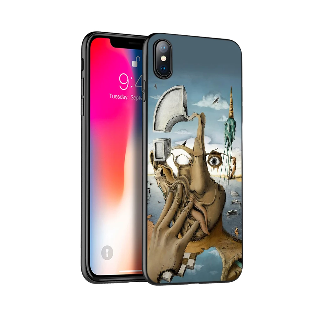 Черный чехол из ТПУ для iphone 5 6 6s 7 8 plus x 10 силиконовый XR XS 11 pro MAX Salvador Dali|Бамперы| |