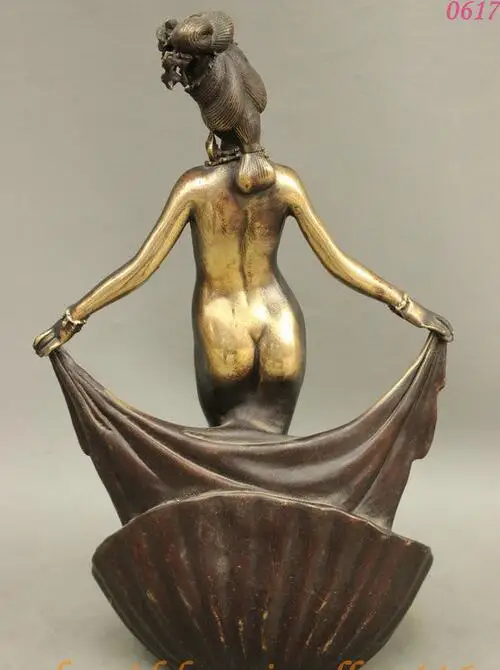 9 &quotКитайская Современная Художественная бронзовая Зубная фея голая богиня