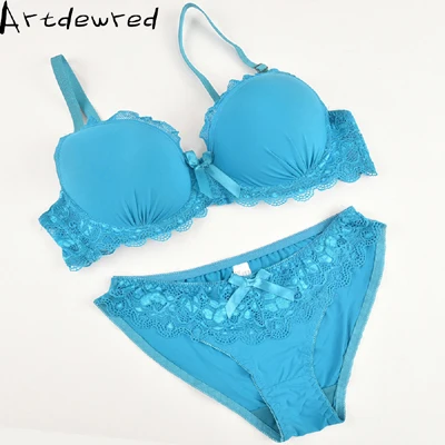 Зеленый ARTDEWRED, Новое поступление, набор бюстгальтеров размера плюс, 38-48, чашечки CDE, наборы бюстгальтеров, женское сексуальное кружевное нижнее белье, большой бюстгальтер и трусики, бюстгальтер без косточек - Цвет: Зеленый