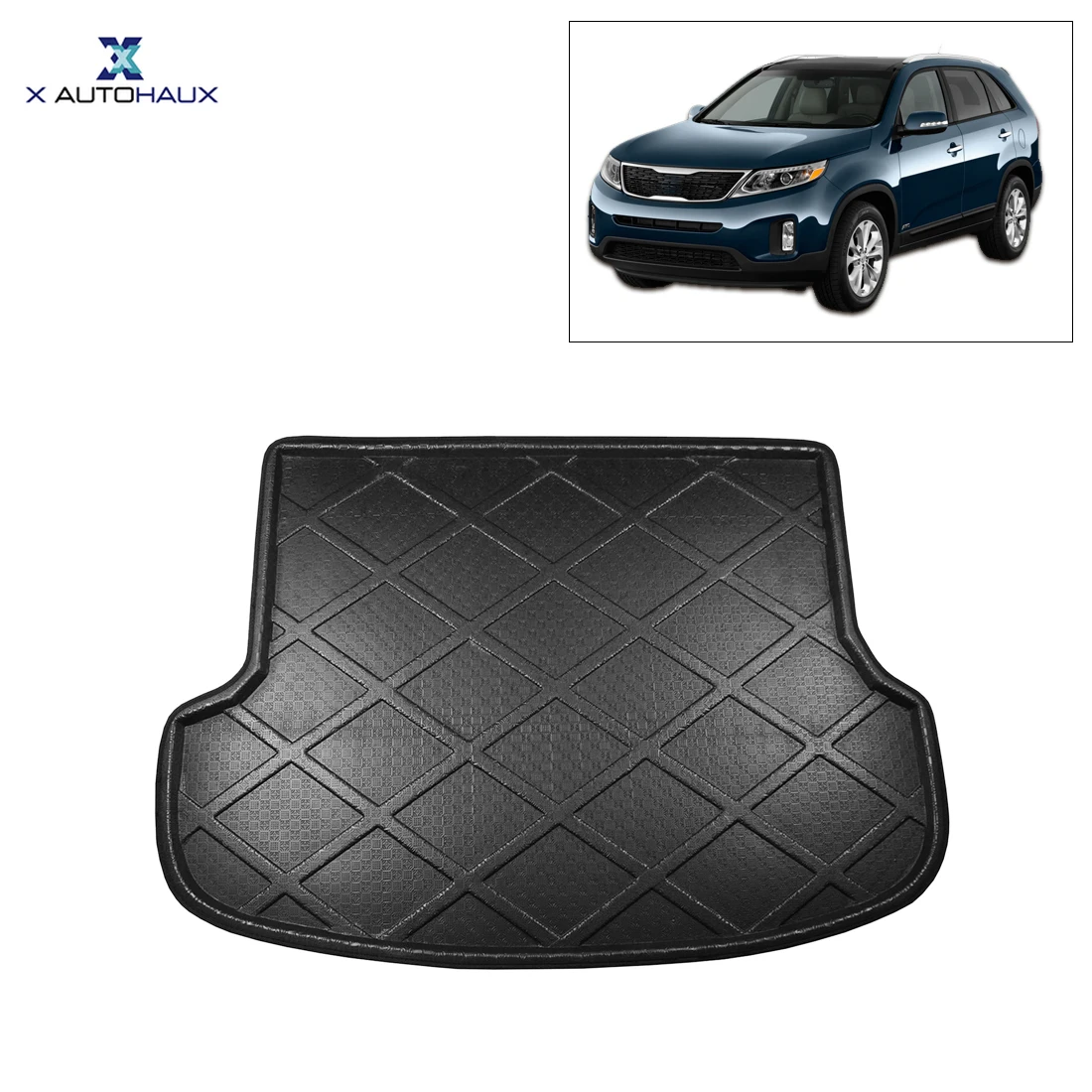 

X AUTOHAUX Car Rear Trunk Floor Mat Cargo Boot Liner Tray for Kia Sorento 5 Seats 2013-2014