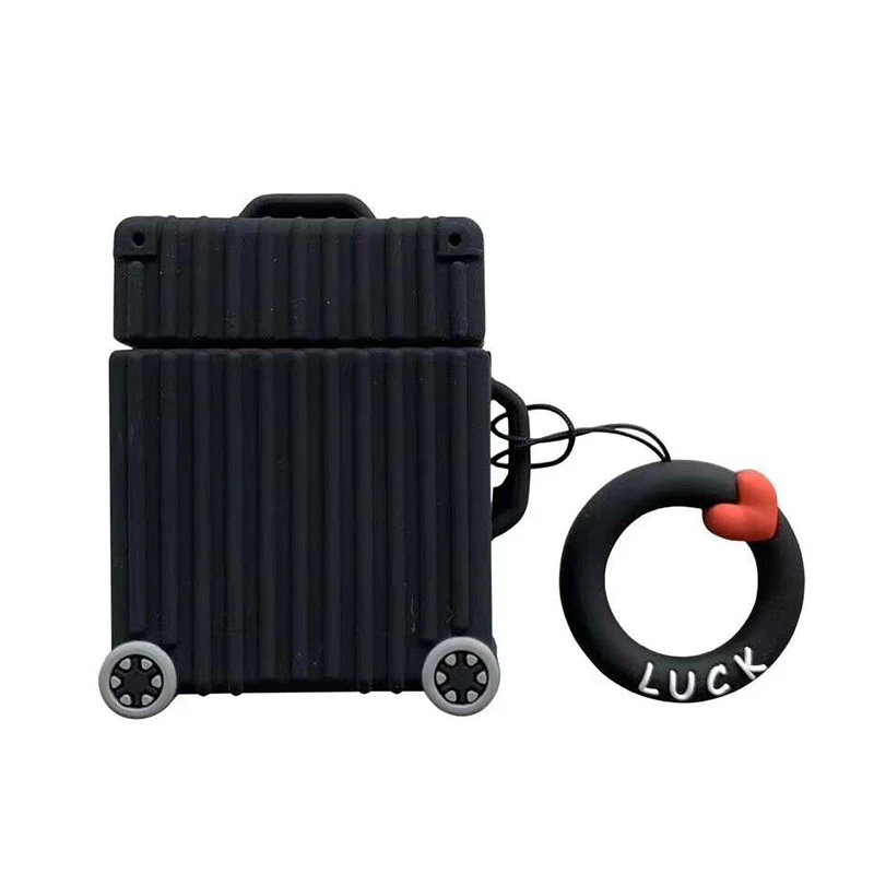 Black Модный милый чехол для AirPods, защитный чехол для Apple Airpods 2, дизайн багажа, Bluetooth, беспроводные наушники, чехол для багажника - Цвет: Black