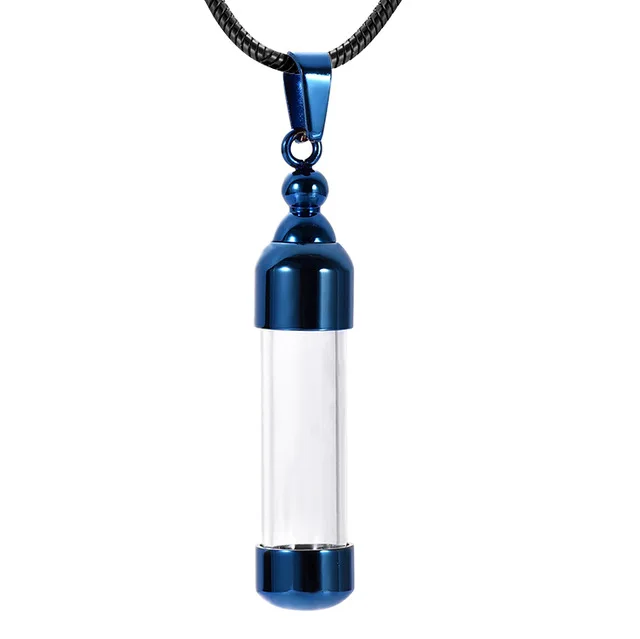 

JJ9887 Glass Tube Cremation Jewelry For Ashes For Women Men Stainless Steel Cylinder Memorial Locket Necklace Urn Pendant