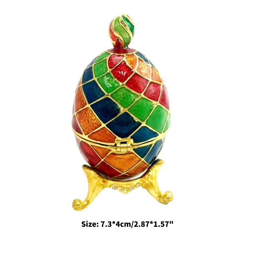 Золотой Креативный русский faberge яйцо роскошные украшения на пасхальную тематику яйцо окрашенная коробка на подставке набор с эмалью и кристаллами фигурка безделушка подарок - Цвет: Золотой
