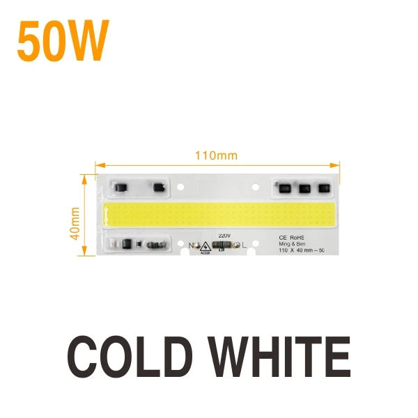 Smart IC светодиодный COB чип лампа 30 Вт 50 Вт 70 Вт 100 Вт 150 Вт 220 В 110 В IP65 Smart IC для DIY светодиодный прожектор холодный теплый белый наружное освещение - Испускаемый цвет: 50W Cold White