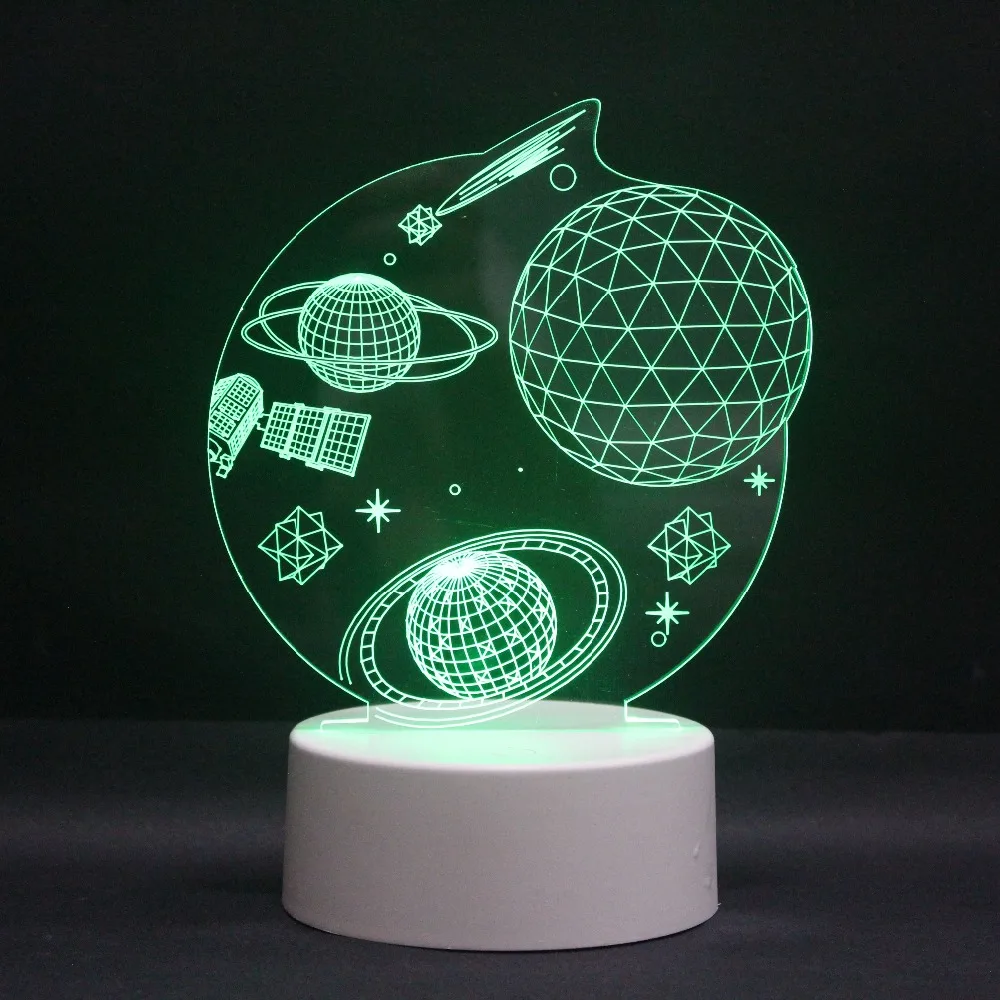 3D светодиодный ночник, Космическая Звезда, 7 цветов, сменный USB Сенсорный переключатель, голограмма, новинка, лампа для украшения дома, визуальный подарок